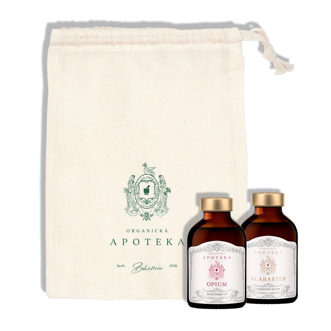 Two-phase serum ALABASTER & OPIUM 30 + 30 ml by Organická apotéka with dustbag.